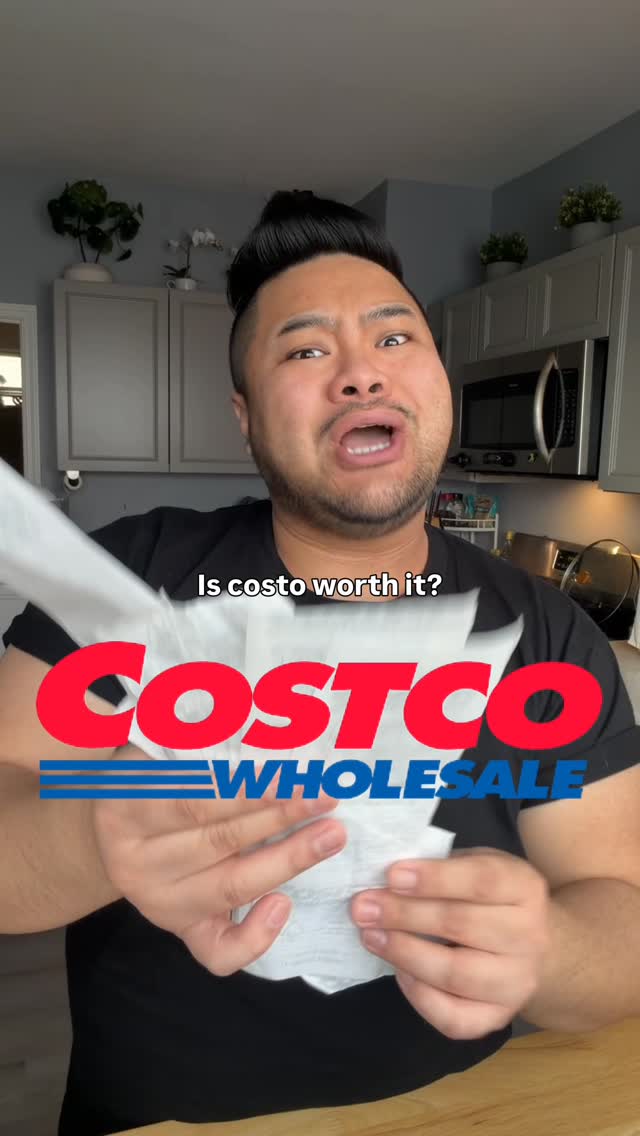 RV Mendoza holds receipts beneath text asking whether Costco is worth it.